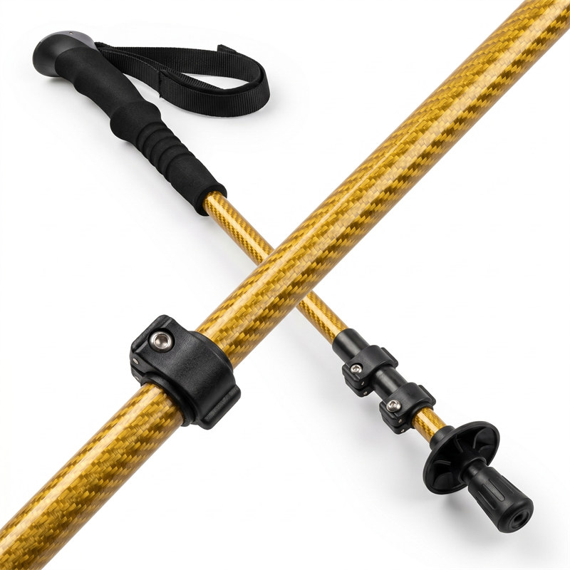 博皓 C3K碳纤维登山杖 超轻186g 两节伸缩 户外徒步手杖 便携减震爬山杖防滑   -2