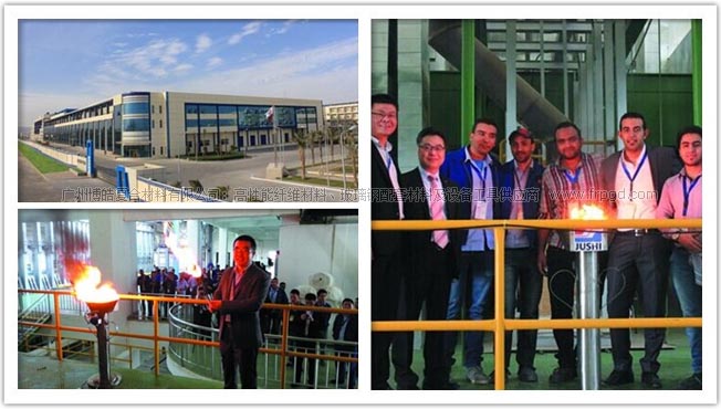 巨石集团埃及公司年产八万吨池窑拉丝生产线AB通路顺利点火