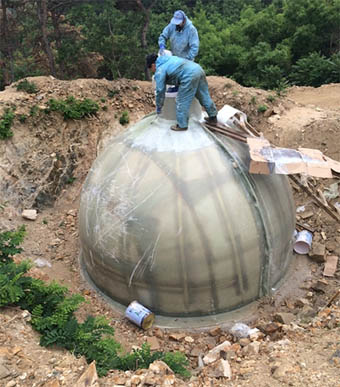 国内首款玻璃钢山林消防水罐在山东威海诞生